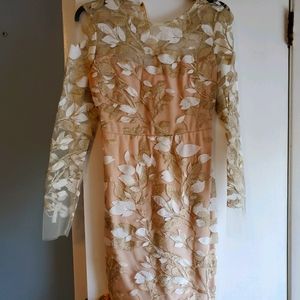 Nude lace shimmer dress